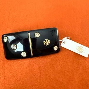 Tory Burch Black and Gold Domino Hair Clip